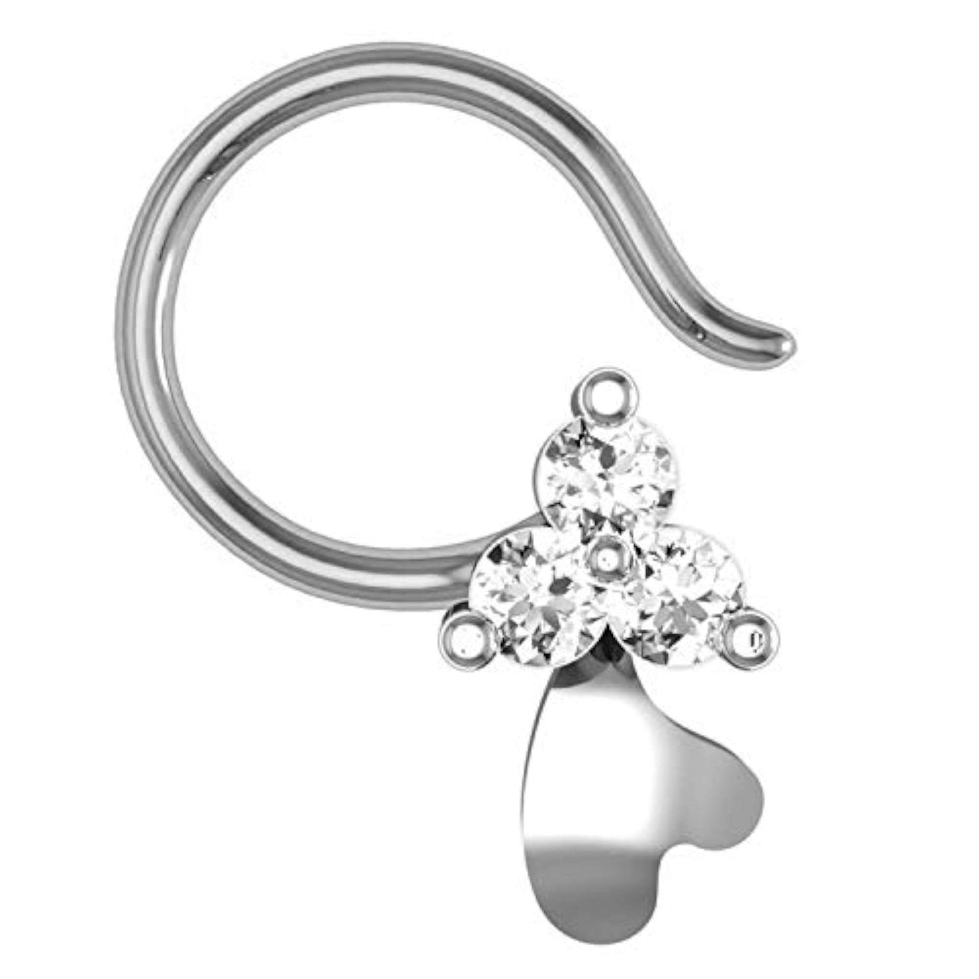 18k White Gold and Diamond Nose Ring